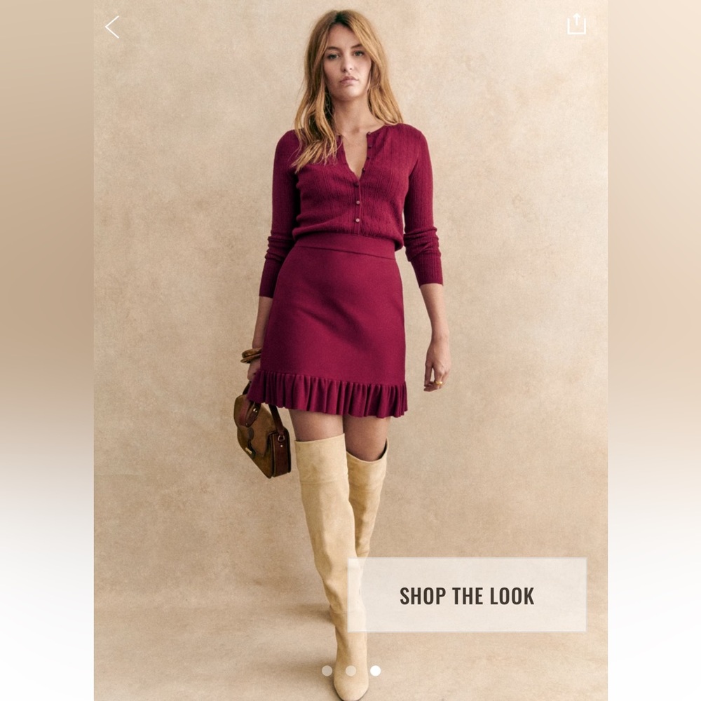 NWT Sezane Diana dress in garnet XS